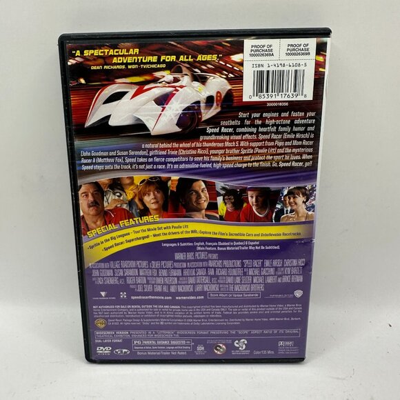 Speed Racer Widescreen Edition DVD With Special Features Rated PG Warner Bros - Picture 2 of 3